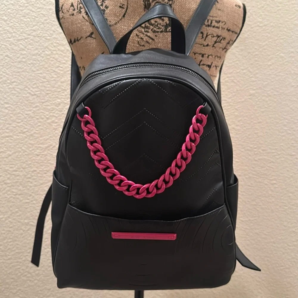 BETSEY JOHNSON Quilted Faux Leather Chain Backpack